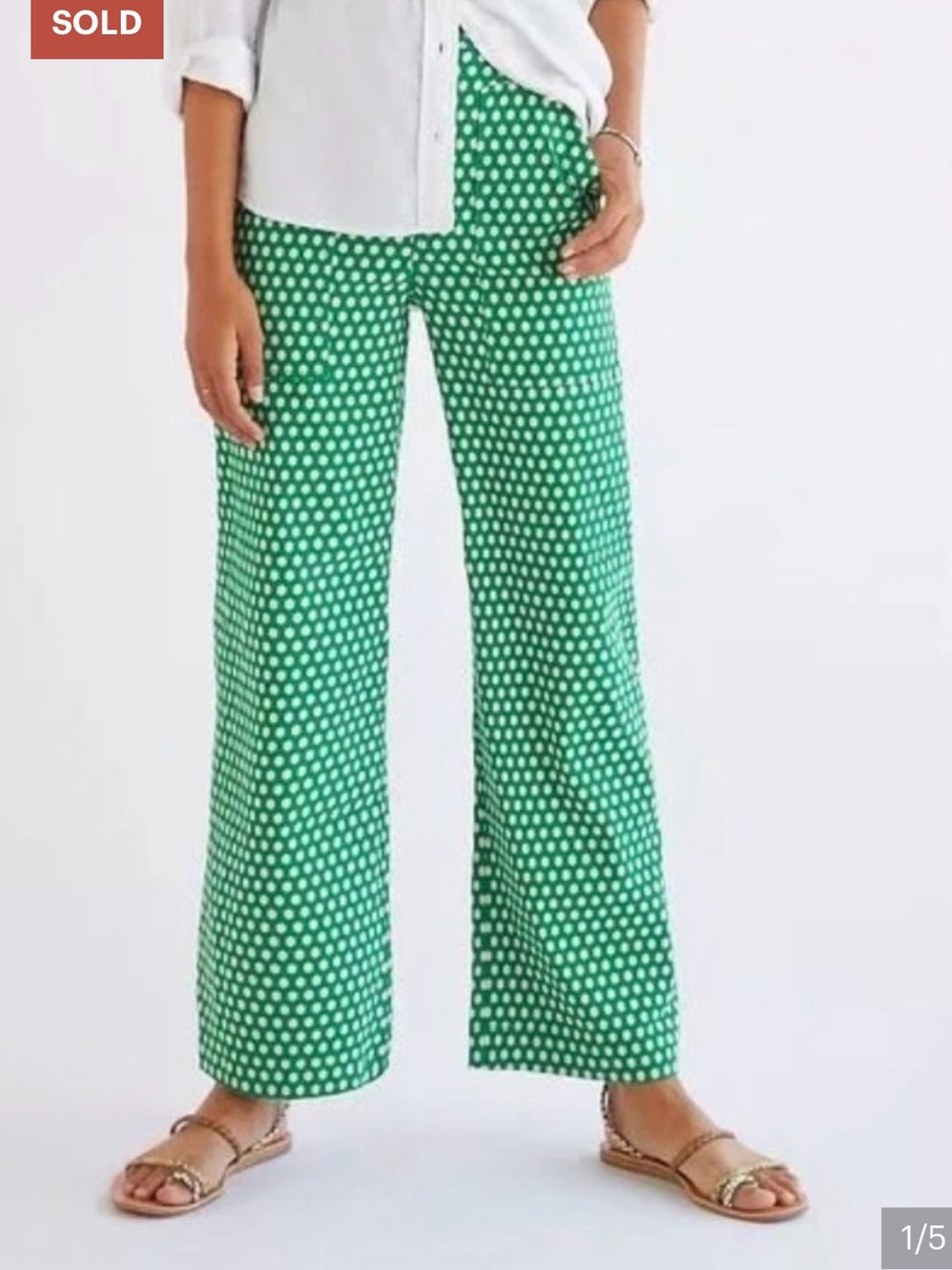 Maeve Green & White print Pants size 2 coulette cropped